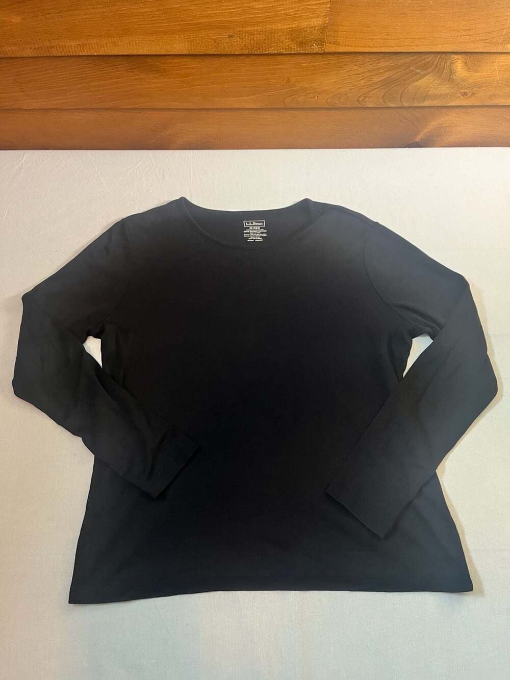 L.L. Bean Women's Black Long Sleeve Supima Cotton Crewneck T-Shirt Medium